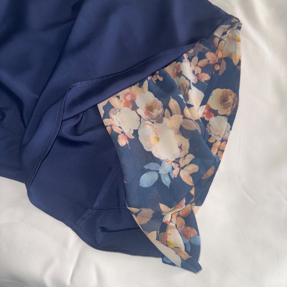 J crew Silk Racerback Tank top Blouse Blue Beige Antique Floral Lined size 0 - Picture 7 of 8